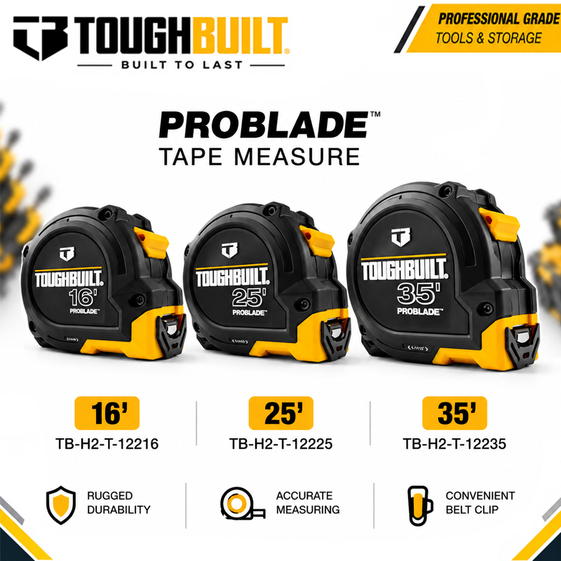 Stanley Tape 25Ft - Série TOUGHBUILT 16ft/25ft/35ft ProBlade ™ Fita